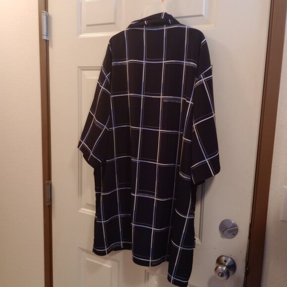 Vintage Southpole  Navy Blue Plaid Shirt Button Up Size 2XL Spell Out HAS A HOLE - Picture 7 of 7